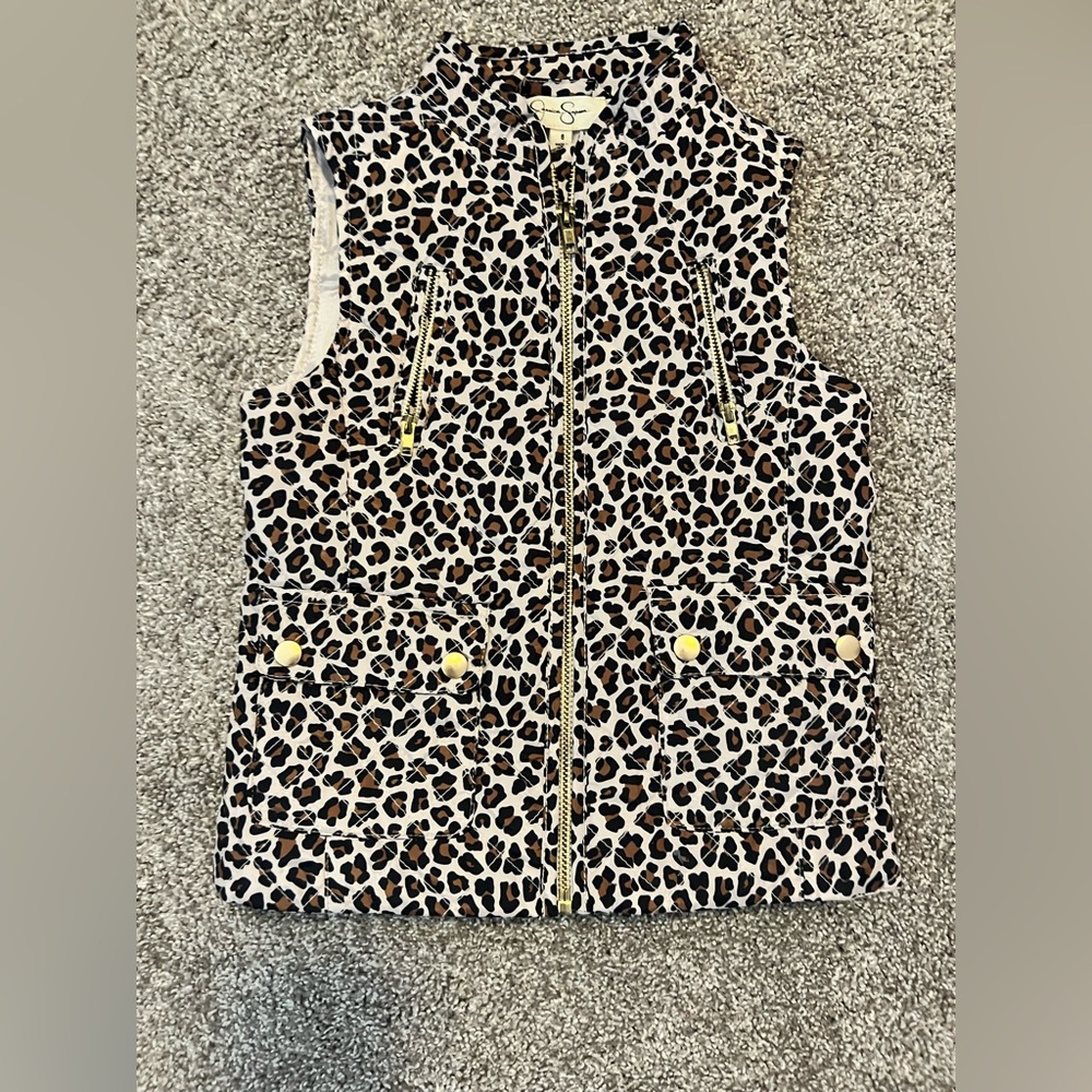 Leopard Print Vest with Gold Accents